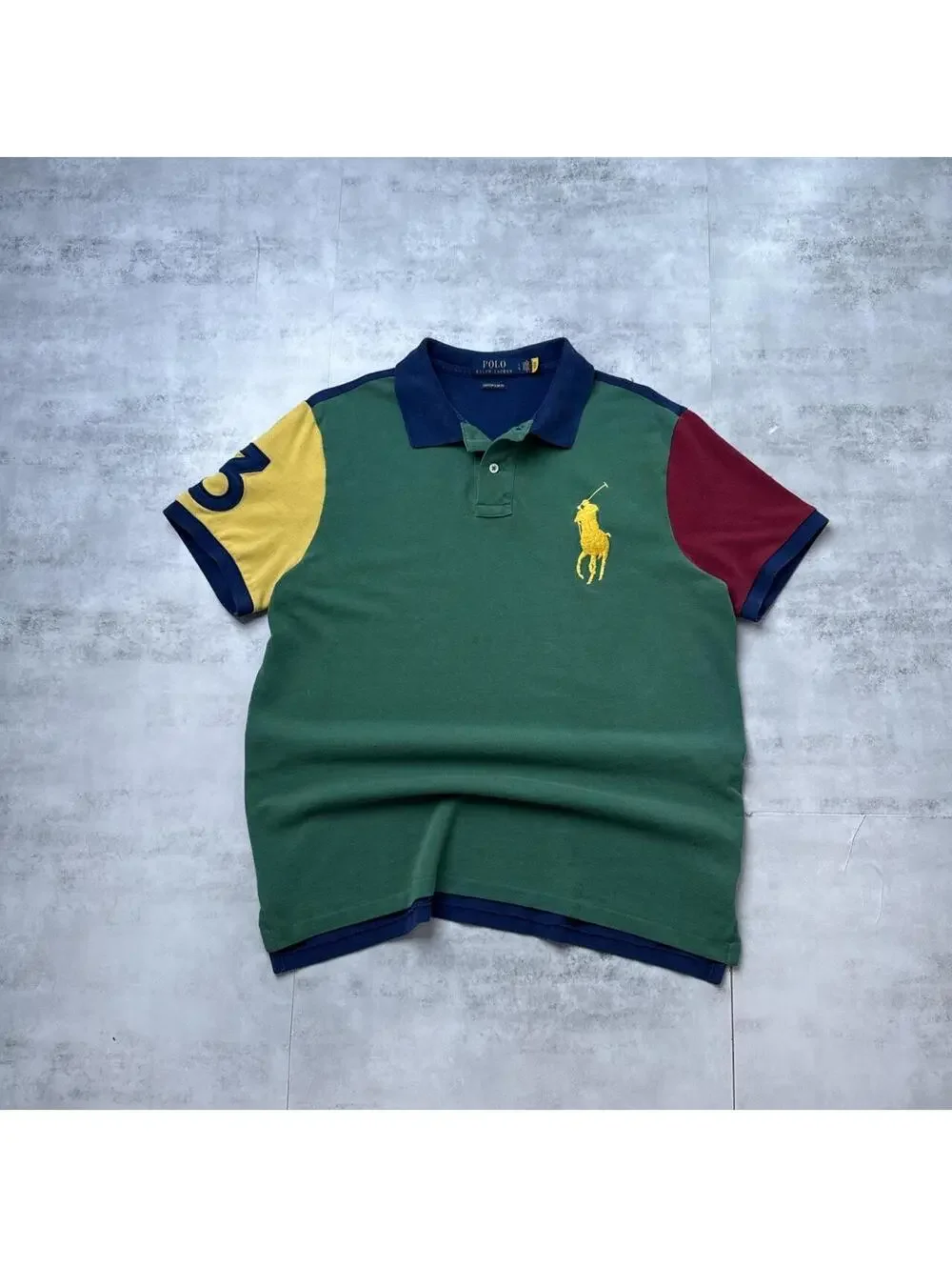 Y2K Polo Ralph Lauren Big Pony Colorblock Polo Shirt Mens